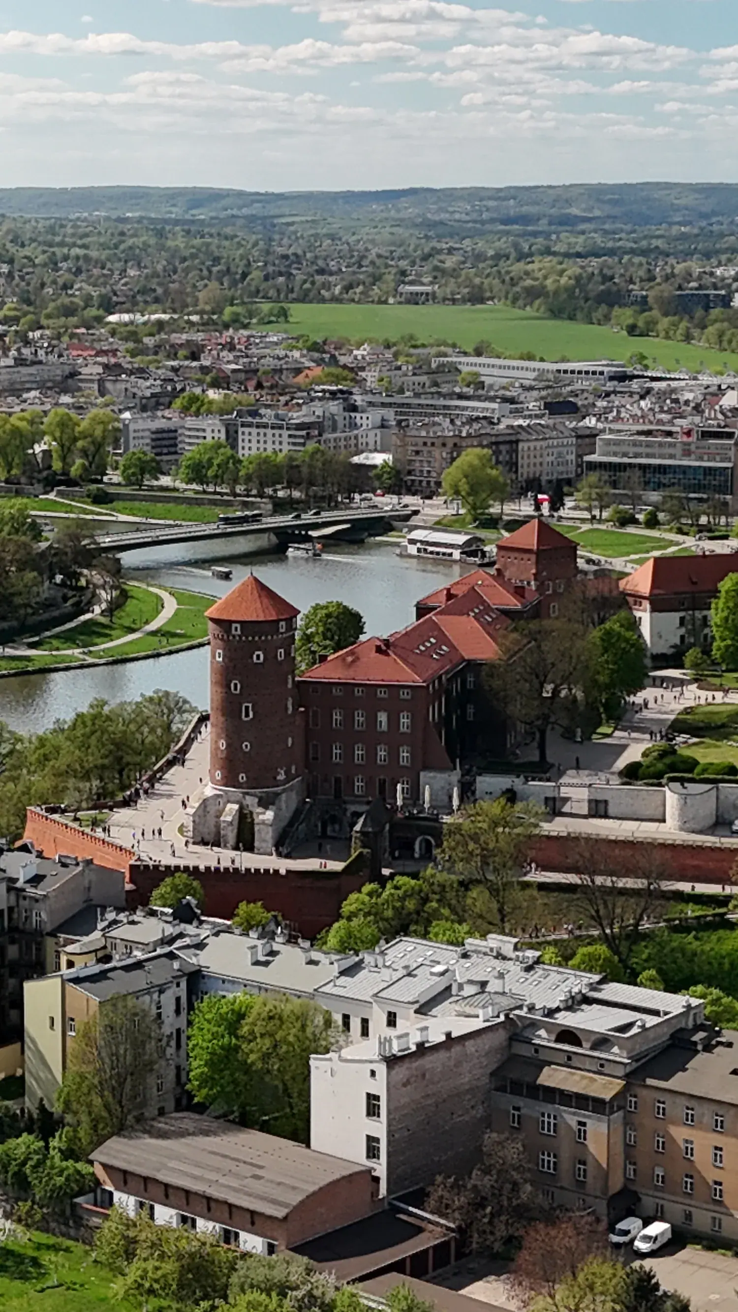 Vertical aerial of the Old Town and the river