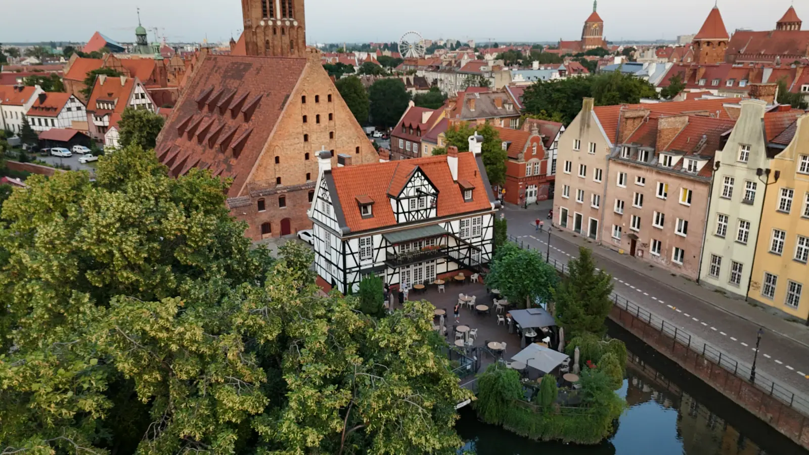 Gothic townhouses and red roofs of Toruń's old town